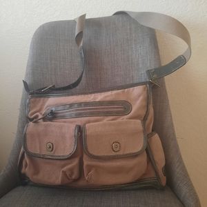 Roots brown khaki canvas messenger bag like new